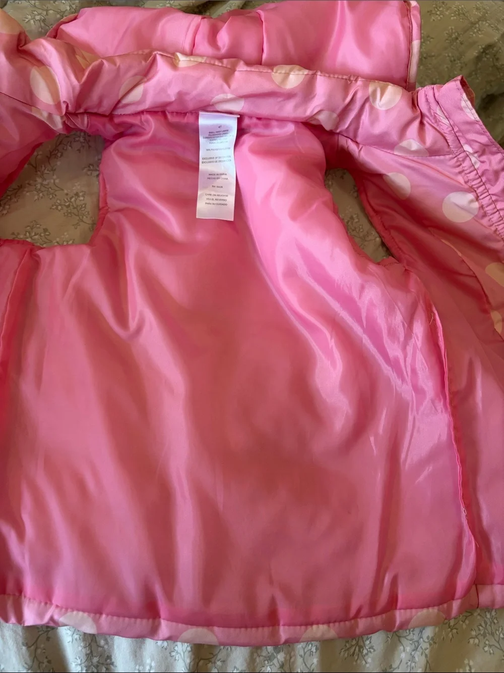 Disney Pink Polka Dot Minnie Mouse Hooded Puffer Vest